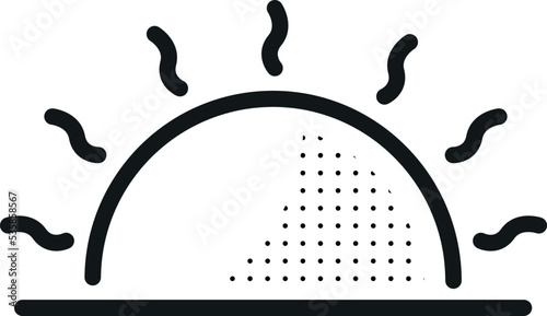The Sun with rays and dots vector icon symbol illustration