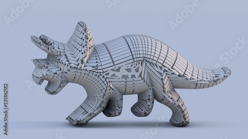 Illustration of an animal creature from the cretaceous period. Must look at highest dimensions for details. Celebrating the era of the dinosaurs. Modelers must see how the mesh is weaved. © Zeewaqar