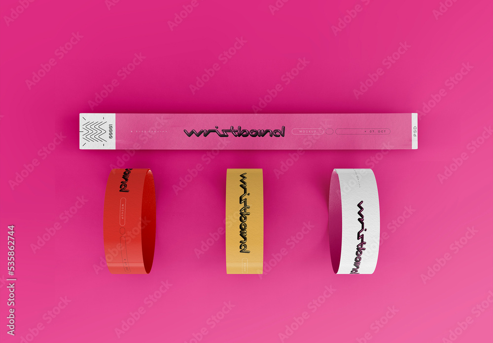 3D Paper Wristbands Mockup Stock Template Adobe Stock