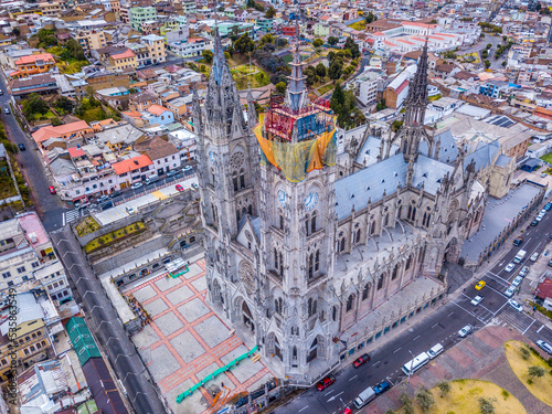 basilica of the national vow in Quito, the capital of Ecuador, a cathedral that is always under repair