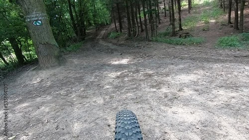 Cute little boy riding a bike.	 
Boy riding a bike along the cycle path. Stabilized video. 