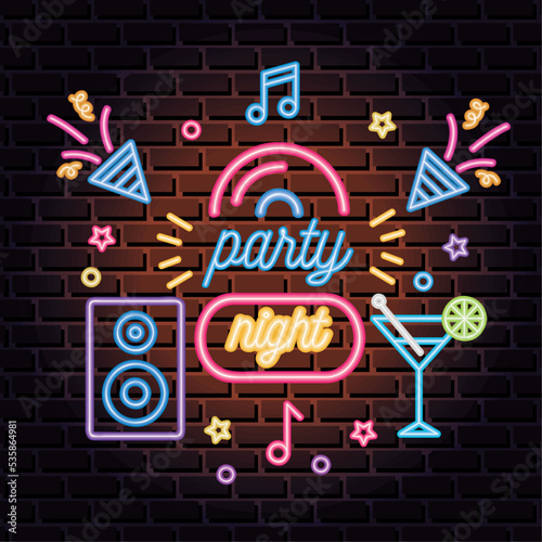 party night neon lettering