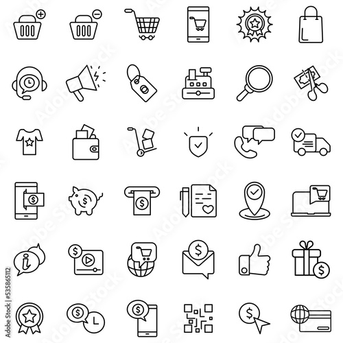 E-commerce and shopping icons set. Set of editable stroke icons.Vector set of E-commerce and shopping