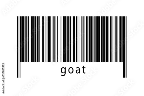 Barcode on white background with inscription goat below photo