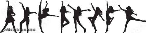 women dancing silhouette on white background isolated