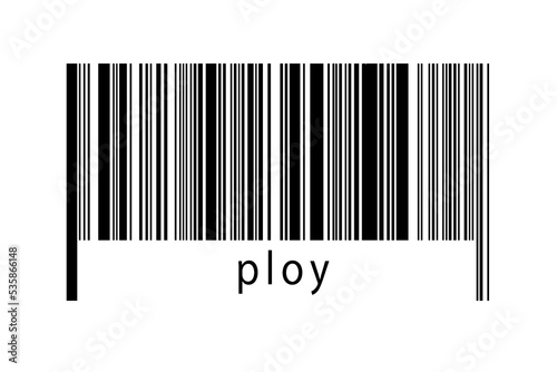 Barcode on white background with inscription ploy below