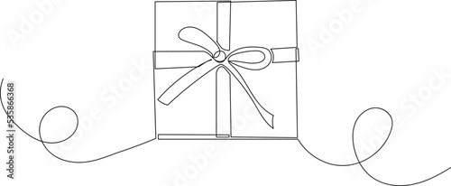 gift drawing by one continuous line, isolated