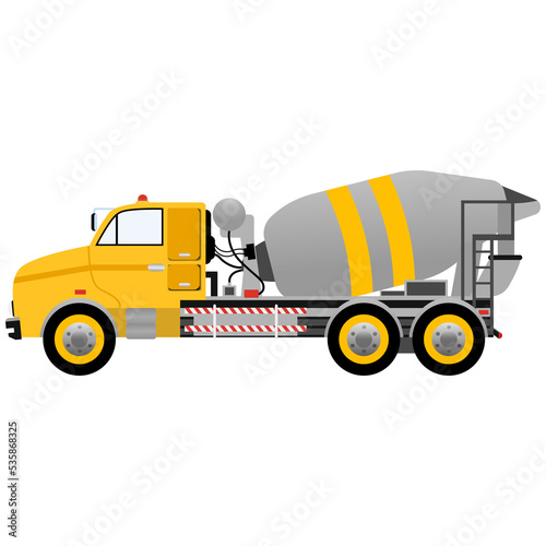 Cement mixer truck isolated on white 