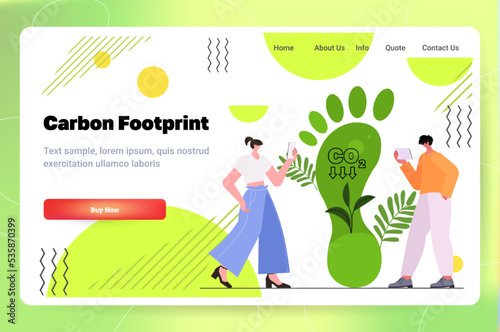 carbon credit campaign concept people measuring green foodprint responsibility of co2 emission environmental conservation