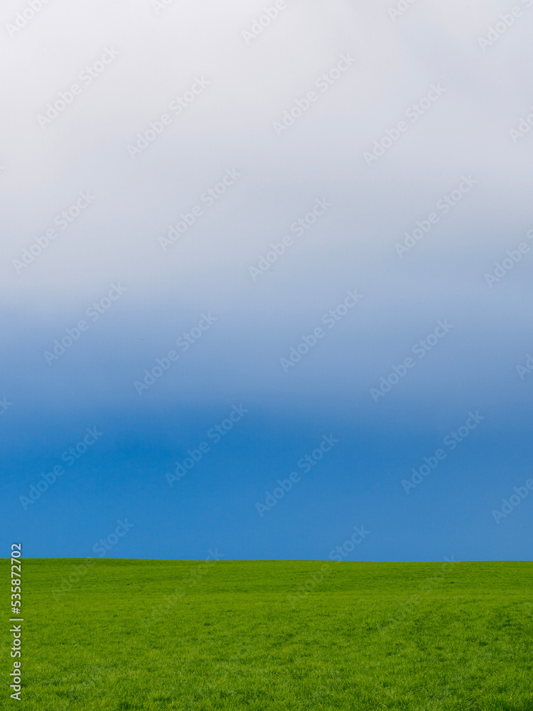 green field and blue sky after storm green field and blue sky after storm