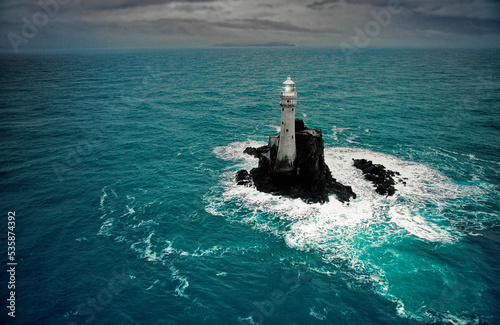 The Fastnet Rock Light Lighthouse off the Atlantic coast of County Cork, south west Ireland.