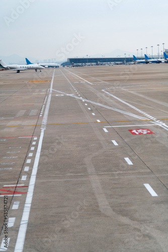 Empty cement floor in runway airport