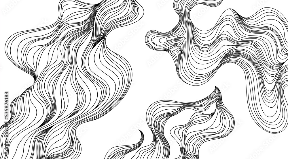 Png art. Cover layout template. Wavy curved line background
