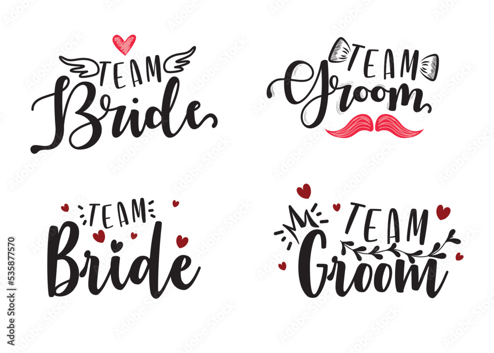 Team Bride Vector Lettering Print Stock Illustration - Download