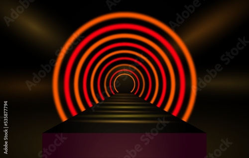 Round neon illuminated podium.