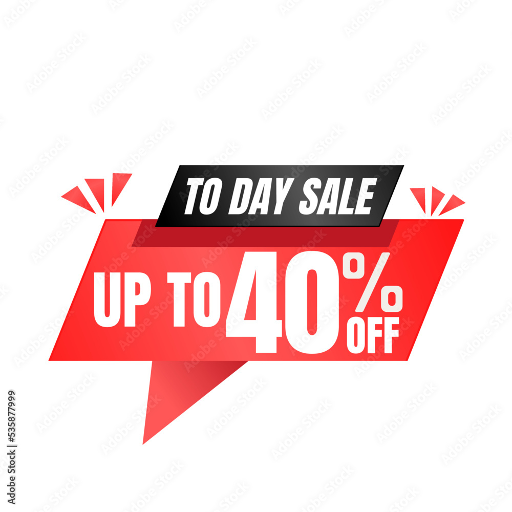 40% off sale balloon. Red and black vector illustration . sale discount label design, Forty 