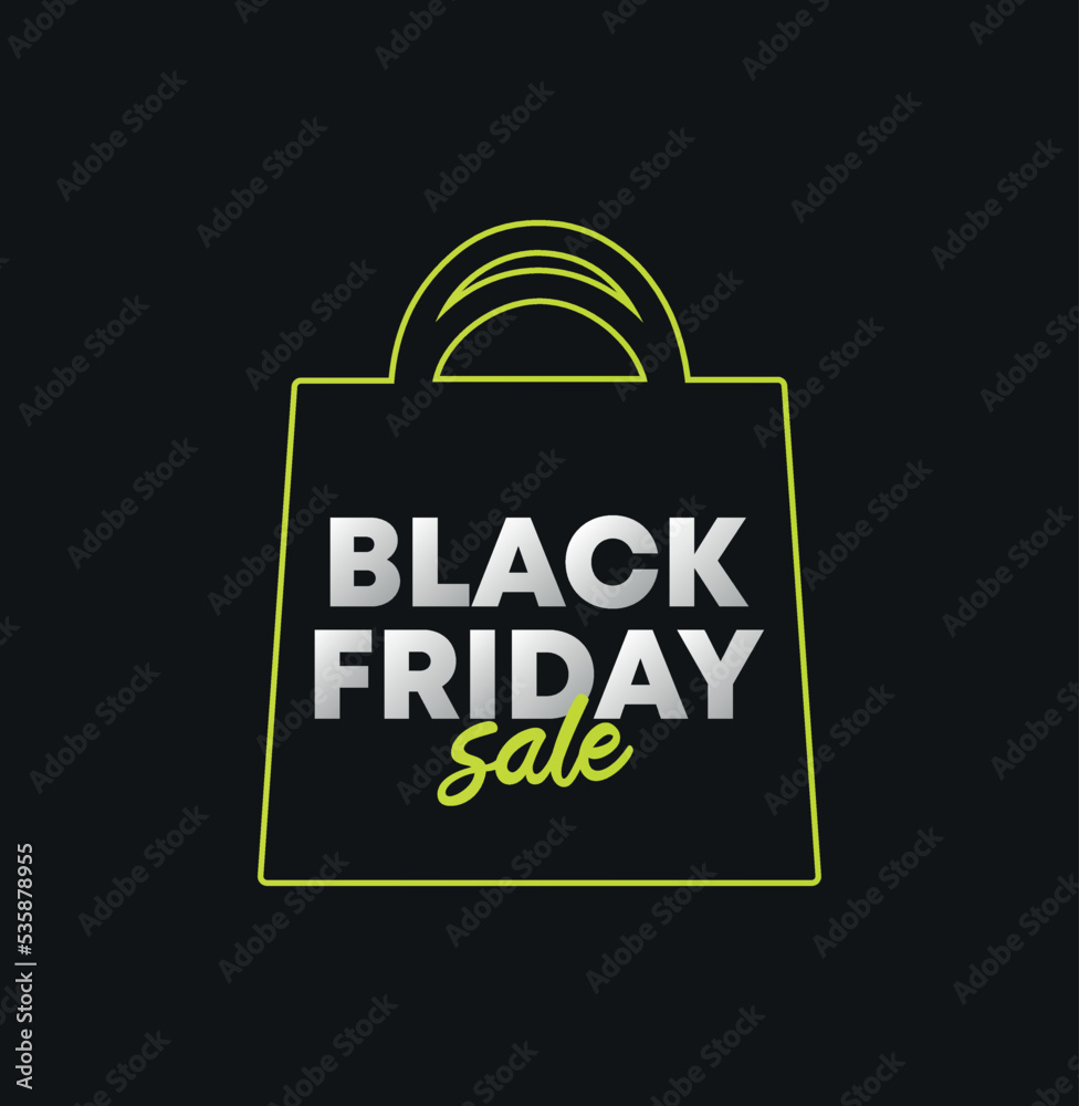 Vector bag Black Friday. Promo, social media, sales, advertising