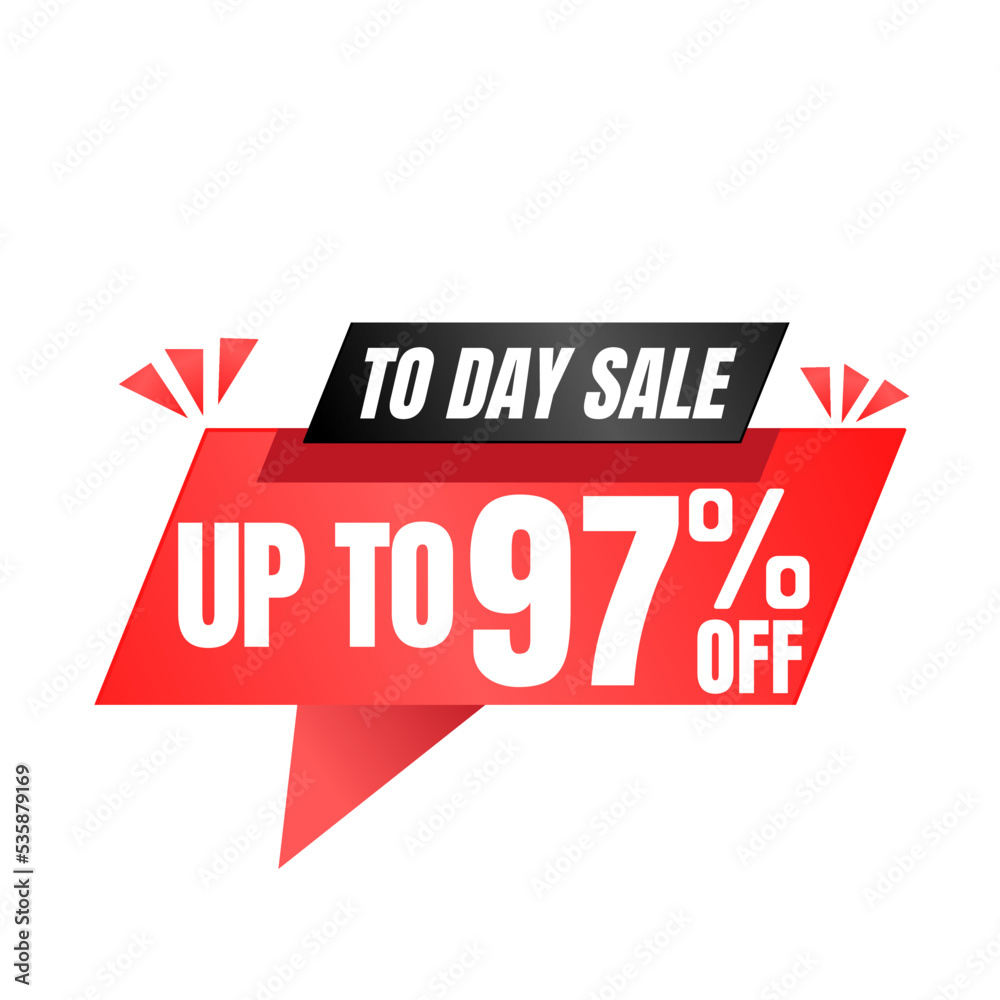 97% off sale balloon. Red vector illustration . sale label design, Ninety-seven