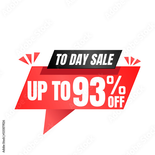 93% off sale balloon. Red vector illustration . sale label design, Ninety-three 