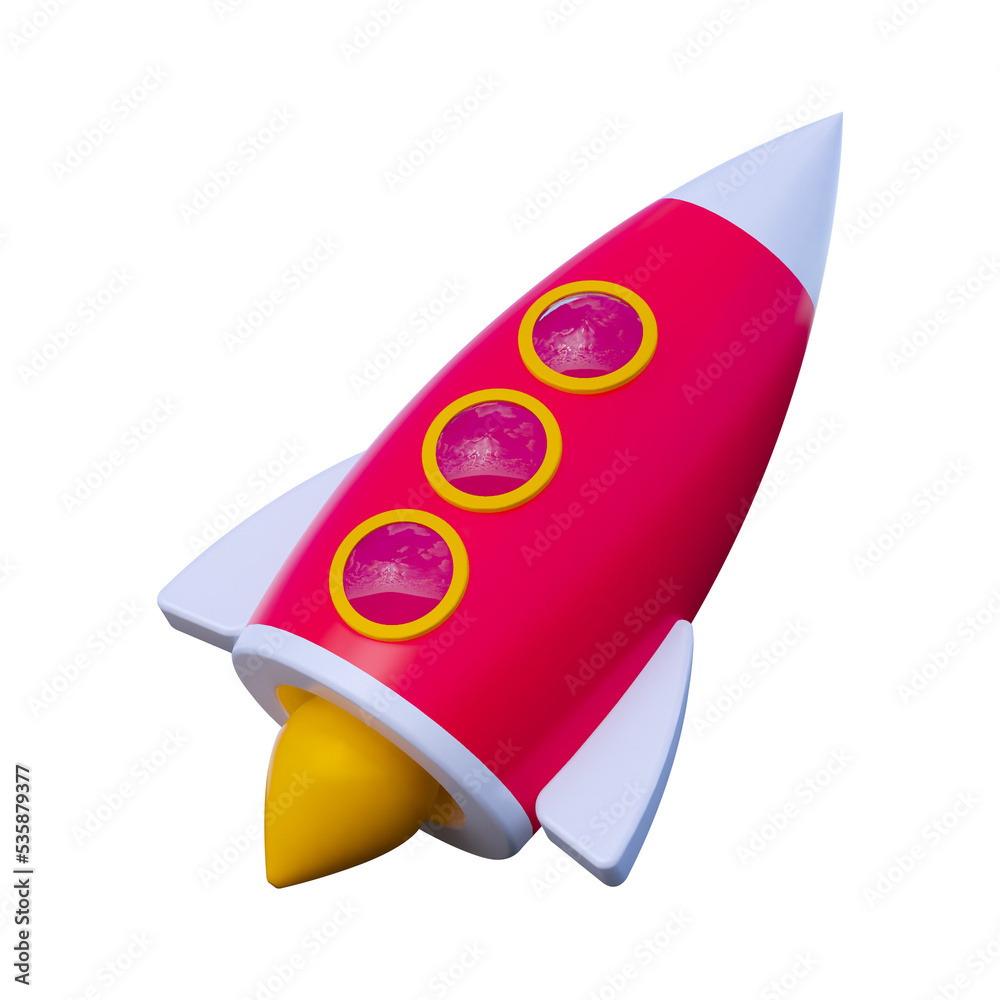 Rocket star up 3d isolated icon