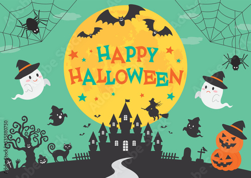 ハロウィン_イメージ_水色_緑_1