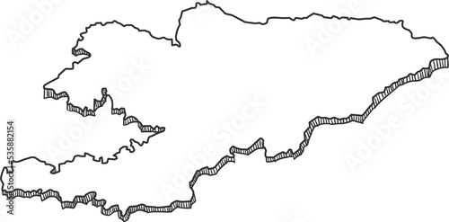 Hand Drawn of Kyrgyzstan 3D Map