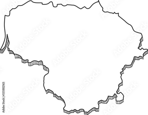 Hand Drawn of Lithuania 3D Map