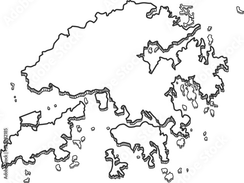 Hand Drawn of Hong Kong 3D Map