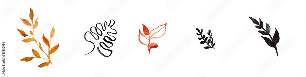 Watercolor abstract shapes isolated on white background. Perfect design for logo, headline and sale banner. Watercolor abstract shapes isolated on white background. Perfect design for logo, headline and sale banner.