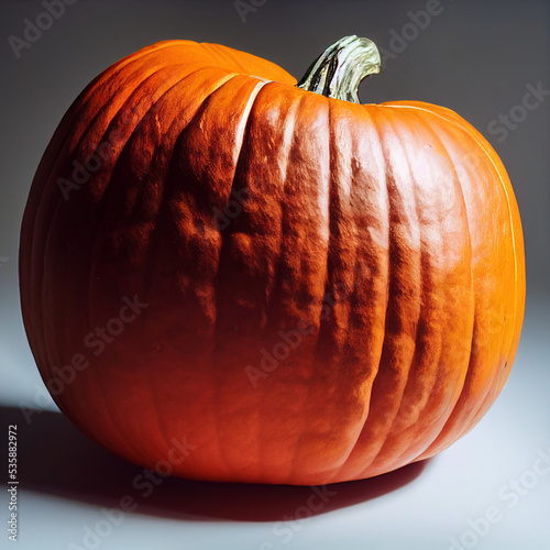 Close-up of a carved Halloween pumpkin on a white background. 