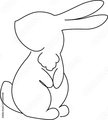  Rabbit, hare, bunny lineart. Vector one line illustration for the new year of the water rabbit 2023