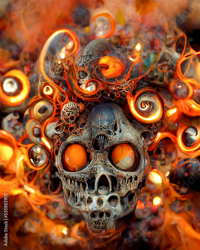 Skull and fire