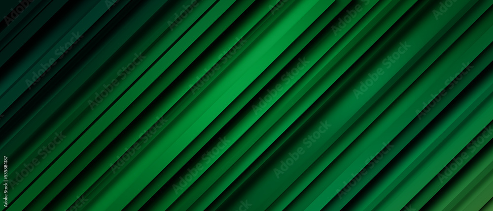 Abstract green gradient layered background with dynamic diagonal stripe lines and shadow Abstract green gradient layered background with dynamic diagonal stripe lines and shadow