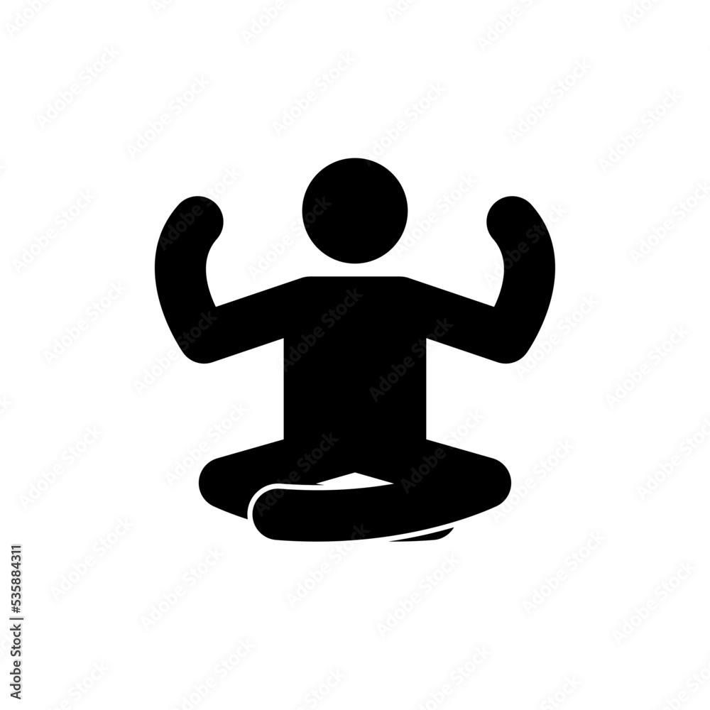 Yoga sign. Man sitting resting pose, relaxing pose Yoga sign. Man sitting resting pose, relaxing pose