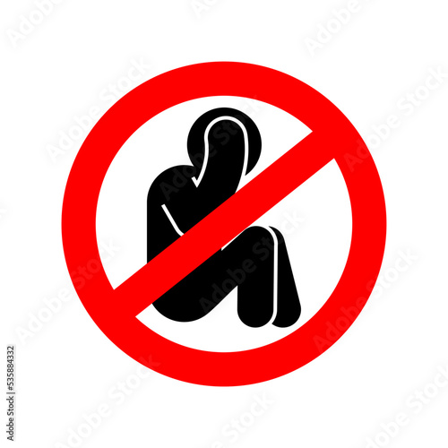  Stop panic sign. No Scared man holding his head. Red prohibitory road sign.