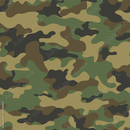 Seamless pattern camouflage, disguise, military green background, modern texture