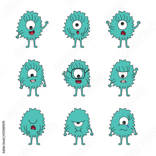 Cool set of cartoon monsters. Set for design in cartoon style. Vector illustration for designs, prints and patterns. Vector illustration.