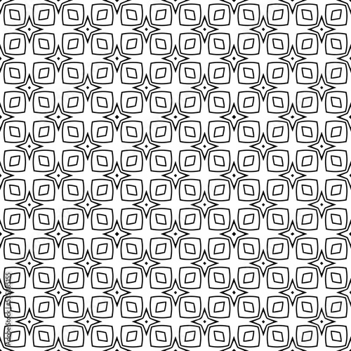 Black and white seamless abstract pattern. Background and backdrop. Grayscale ornamental design. Mosaic ornaments. Vector graphic illustration. EPS10.