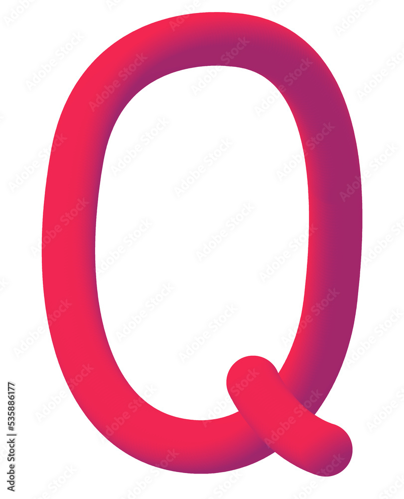 3D Rounded Gradient Q alphabet. 3D Rounded Gradient Q alphabet.