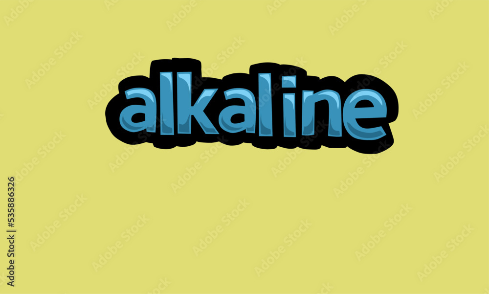 ALKALINE writing vector design on a yellow background