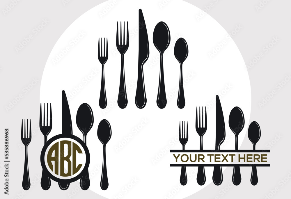 Cutlery Set Svg, Spoon Knife Fork Set Svg, Spoon Svg, Knife Svg, Fork