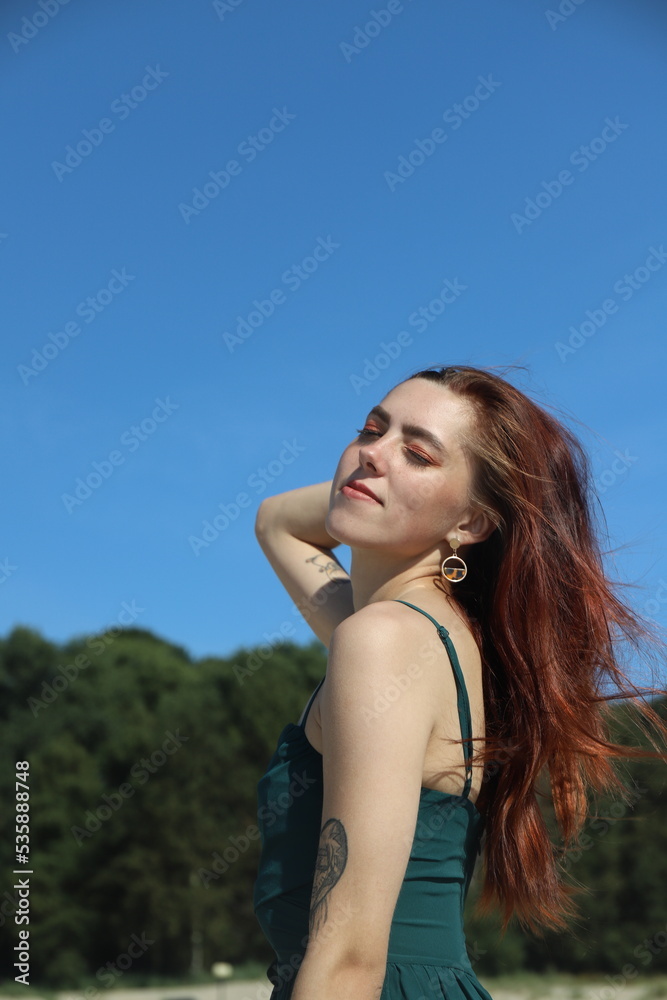 beautiful girl in a dress on the beach beautiful girl in a dress on the beach