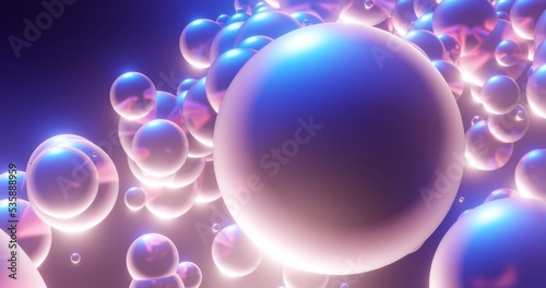 Fototapeta Abstract blue balls luxury background 3d render