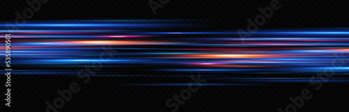 Motion light effect for banners. Blue lines. The effect of speed on a blue background.