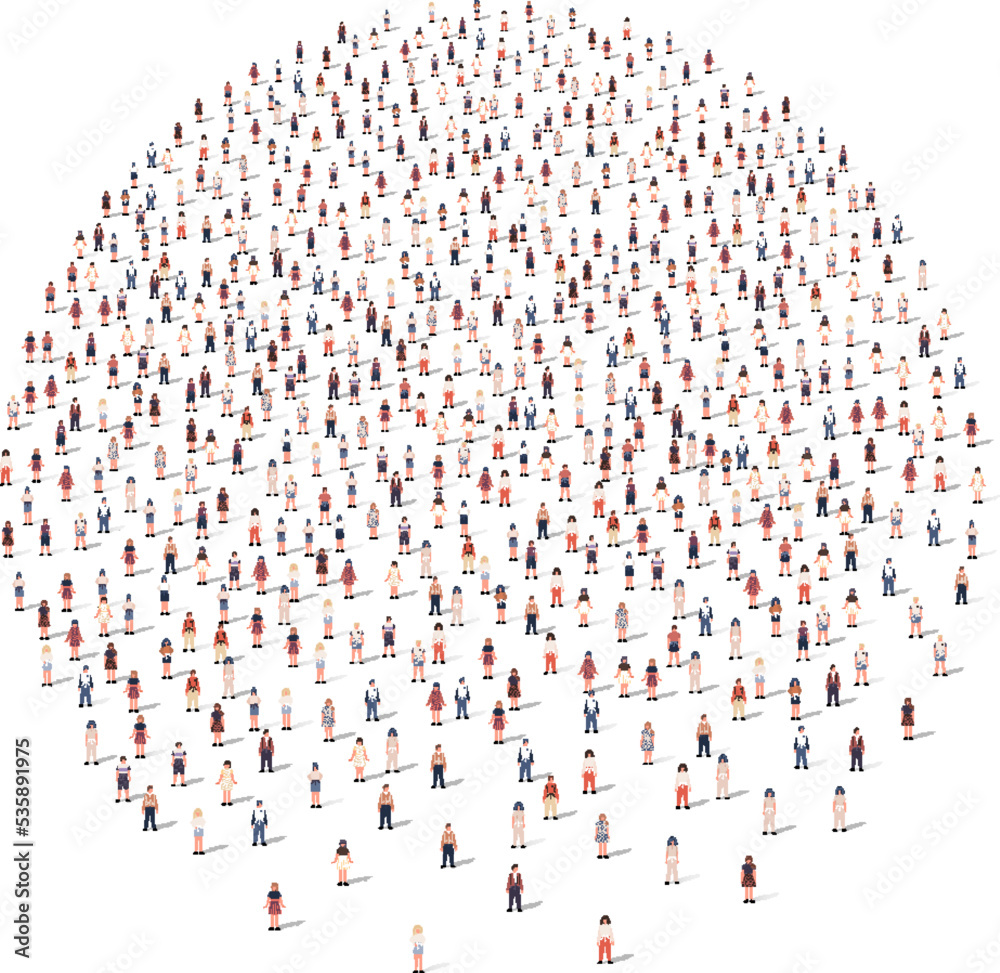 Large group of people silhouette crowded together in round shape isolated on white background. Vector illustration Large group of people silhouette crowded together in round shape isolated on white background. Vector illustration
