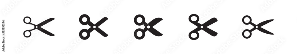Scissors vector icon set. Pictogram of scissor. Symbol of cutting. - obrazy, fototapety, plakaty 