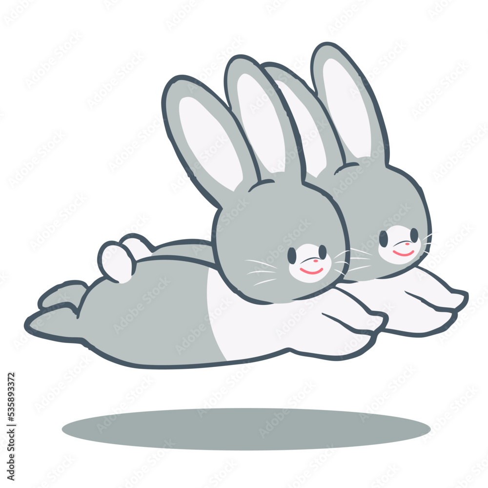 Obraz premium 手描きの2匹のウサギイラスト