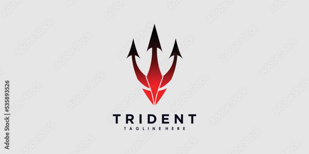 trident logo design vector with illustration creative concept - obrazy, fototapety, plakaty 
