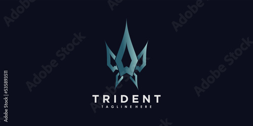 trident logo design vector with illustration creative concept