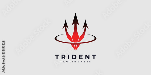 trident logo design vector with illustration creative concept